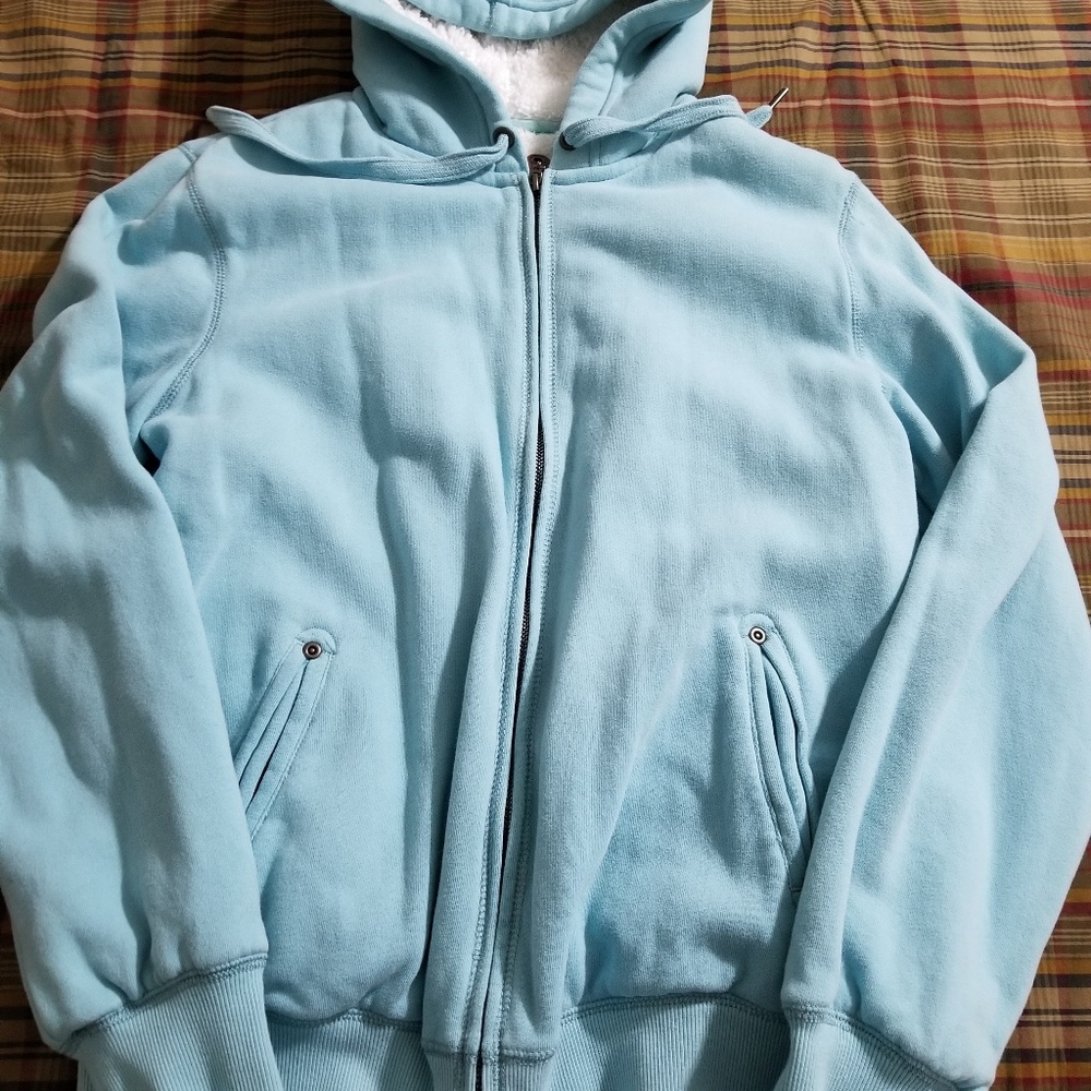 Ladies Green Tea Hoodie zip up sweater size M.